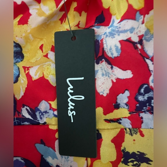 Lulu’s Radiant Ruby Red Floral Print Chiffon Maxi Dress - Picture 6 of 7